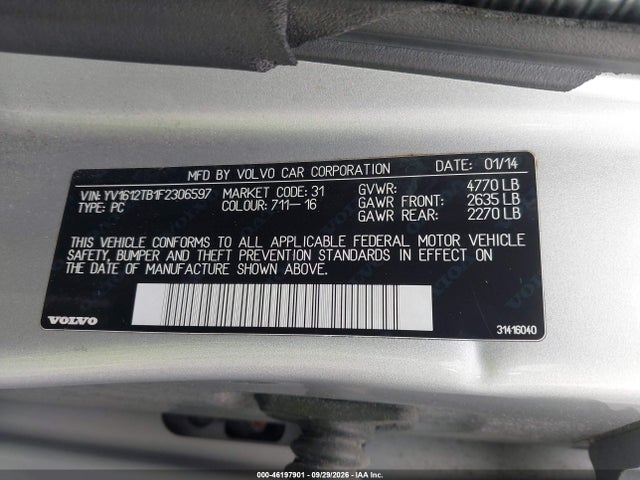 Продажа на аукционе авто 2015 Volvo S60 T5 Premier, vin: YV1612TB1F2306597, номер лота: 46197901
