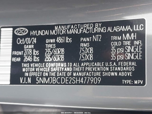 Hyundai TUCSON SEL 2025 5NMJBCDE2SH477909 Image 9