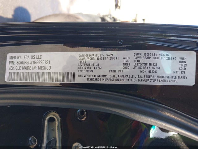 Продаж на аукціоні авто 2024 Ram 2500 Big Horn  4x4 6'4 Box, vin: 3C6UR5DJ1RG296721, номер лоту: 46197921