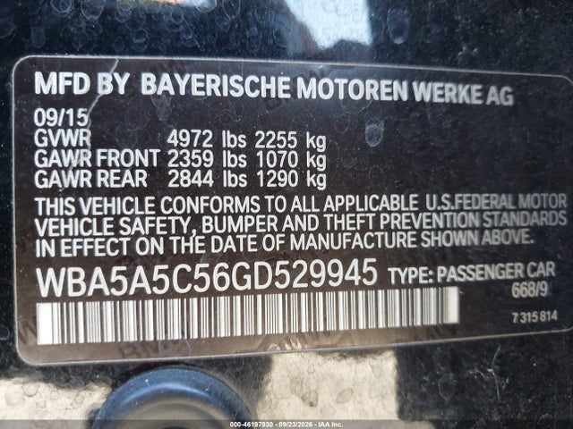 BMW 5 Series 528i 2016 WBA5A5C56GD529945 Image 9