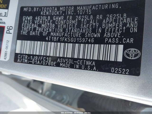Aukcja sprzedaży 2016 Toyota Camry Le, vin: 4T1BF1FK5GU159746, numer aukcji: 46197959