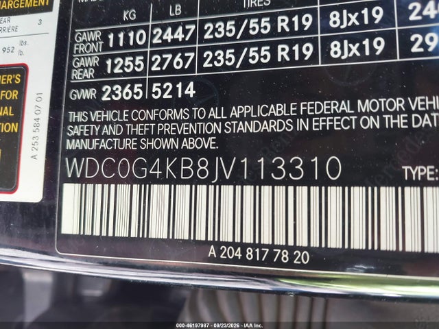 Продаж на аукціоні авто 2018 Mercedes-benz Glc 300 4matic, vin: WDC0G4KB8JV113310, номер лоту: 46197987