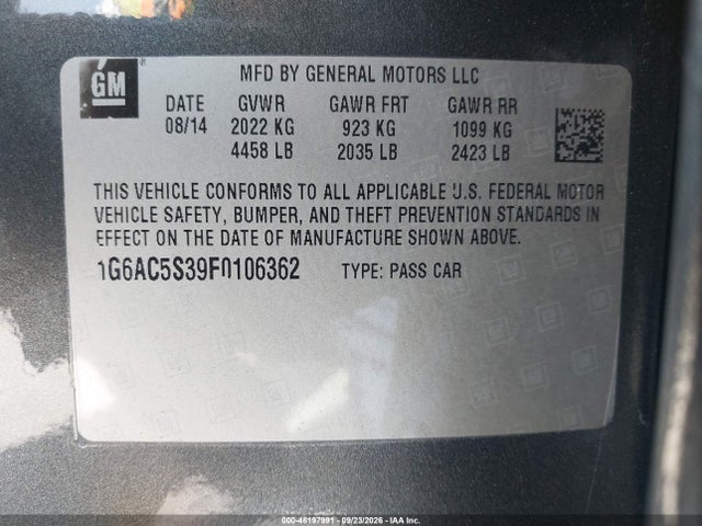 Aukcja sprzedaży 2015 Cadillac Ats Performance Rwd, vin: 1G6AC5S39F0106362, numer aukcji: 46197991