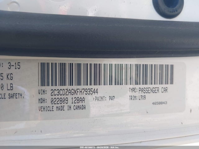 Dodge Challenger Sxt 2015 2C3CDZAGXFH793544 Image 9