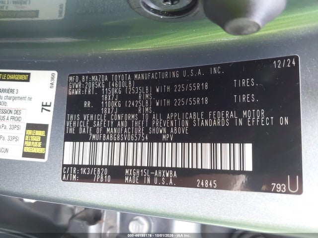 Продажа на аукционе авто 2025 Toyota Corolla Cross Hybrid Xse, vin: 7MUFBABG8SV065754, номер лота: 46198176