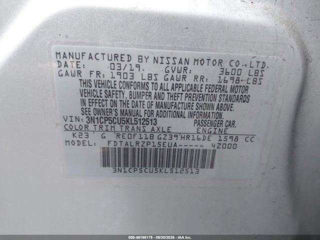 Nissan KICKS S 2019 3N1CP5CU5KL512513 Image 9