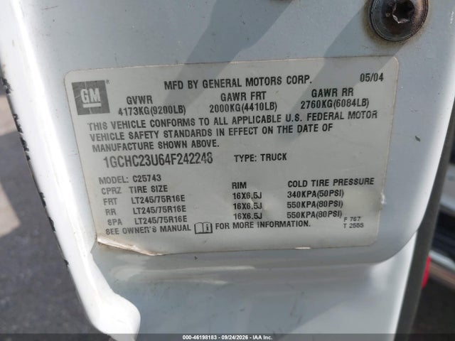 Aukcja sprzedaży 2004 Chevrolet Silverado 2500hd Ls, vin: 1GCHC23U64F242248, numer aukcji: 46198183