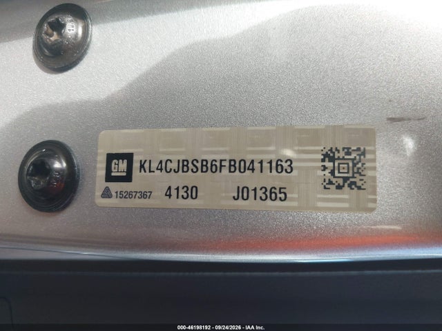 2015 Buick Encore Convenience მანქანა იყიდება აუქციონზე, vin: KL4CJBSB6FB041163, აუქციონის ნომერი: 46198192