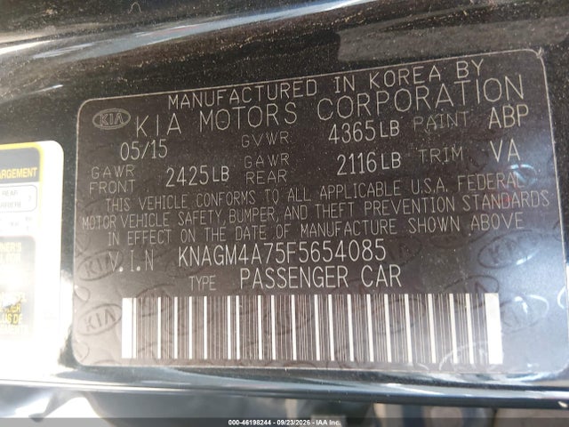 KIA Optima Lx 2015 KNAGM4A75F5654085 Image 9
