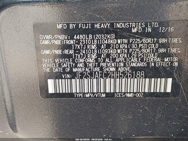 JF2SJAEC2HH526188 Subaru Forester 2.5i Premium