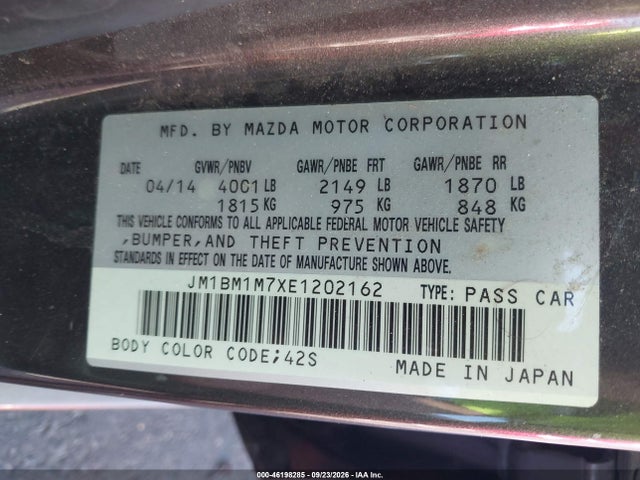 JM1BM1M7XE1202162 Mazda Mazda3 I Grand Touring