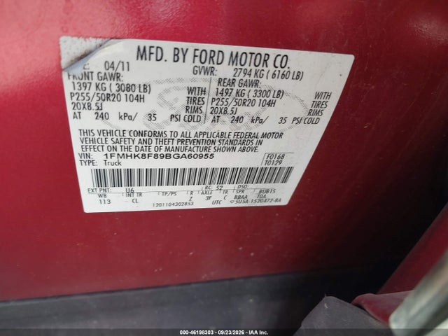 Продажа на аукционе авто 2011 Ford Explorer Limited, vin: 1FMHK8F89BGA60955, номер лота: 46198303