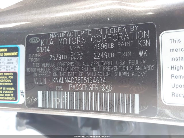 KIA Cadenza Limited 2014 KNALN4D78E5164634 Image 9