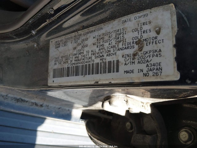Продаж на аукціоні авто 1999 Toyota 4runner, vin: JT3GM84R4X0048478, номер лоту: 46198378