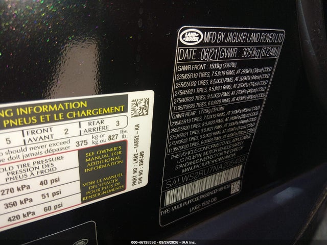 Aukcja sprzedaży 2022 Land Rover Range Rover Sport Hst Mhev, vin: SALWS2RU7NA205489, numer aukcji: 46198392