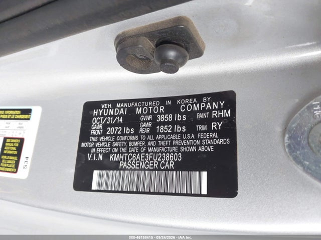 2015 Hyundai Veloster Turbo მანქანა იყიდება აუქციონზე, vin: KMHTC6AE3FU238603, აუქციონის ნომერი: 46198415