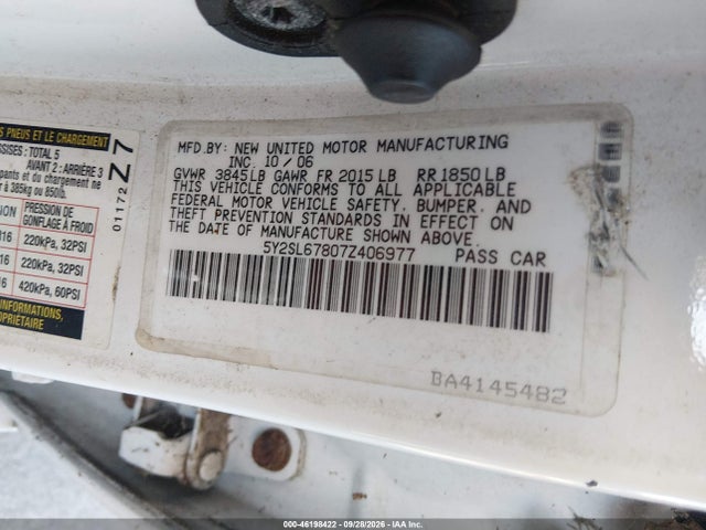 46198422 :رقم المزاد ، 5Y2SL67807Z406977 vin ، 2007 Pontiac Vibe مزاد بيع