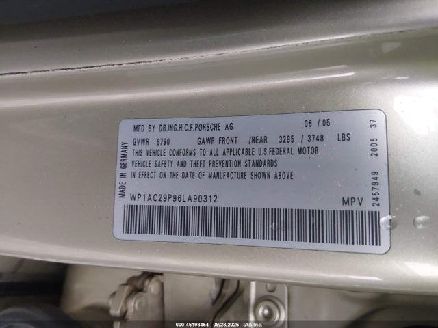 Продаж на аукціоні авто 2006 Porsche Cayenne Turbo/turbo S, vin: WP1AC29P96LA90312, номер лоту: 46198454