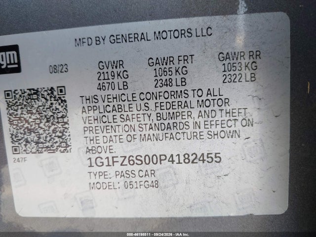46198511 :رقم المزاد ، 1G1FZ6S00P4182455 vin ، 2023 Chevrolet Bolt Euv Fwd Premier مزاد بيع