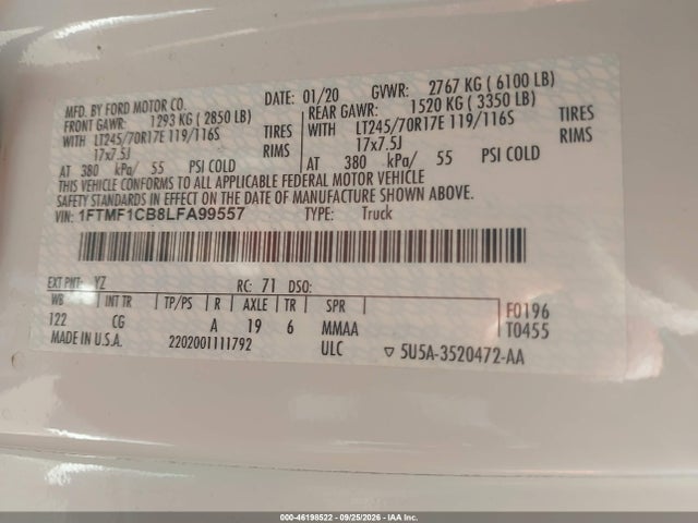 Ford F-150 Xl 2020 1FTMF1CB8LFA99557 Image 9