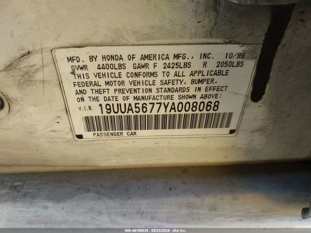 Продажа на аукционе авто 2000 Acura Tl 3.2 W/navigation System (a5), vin: 19UUA5677YA008068, номер лота: 46198528