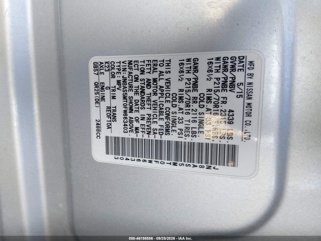 Nissan Rogue Select S 2015 JN8AS5MT0FW663403 Image 9