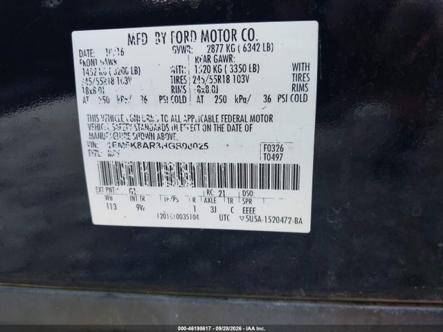 2017 Ford Utility Police Interceptor მანქანა იყიდება აუქციონზე, vin: 1FM5K8AR3HGB08025, აუქციონის ნომერი: 46198617