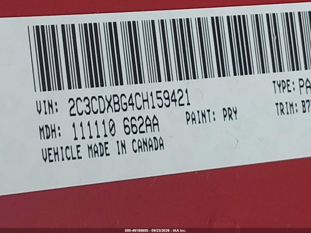Aukcja sprzedaży 2012 Dodge Charger Se, vin: 2C3CDXBG4CH159421, numer aukcji: 46198680