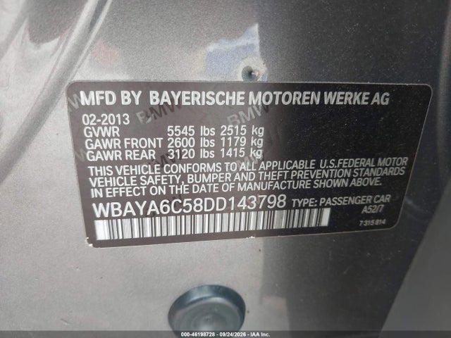 Продаж на аукціоні авто 2013 Bmw 740i, vin: WBAYA6C58DD143798, номер лоту: 46198728