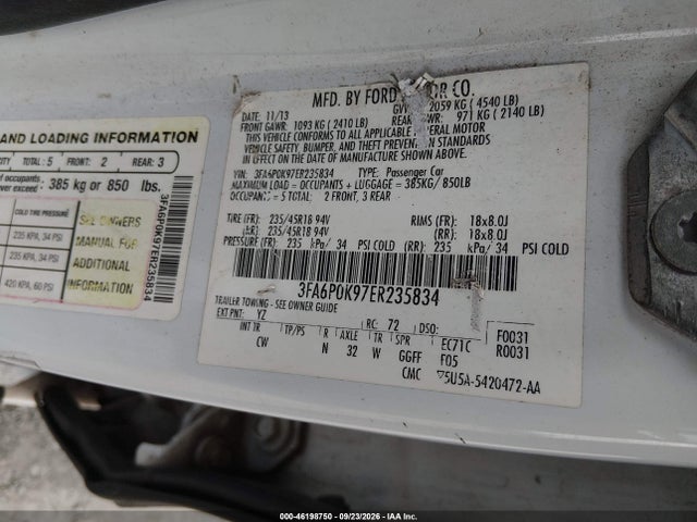 Aukcja sprzedaży 2014 Ford Fusion Titanium, vin: 3FA6P0K97ER235834, numer aukcji: 46198750