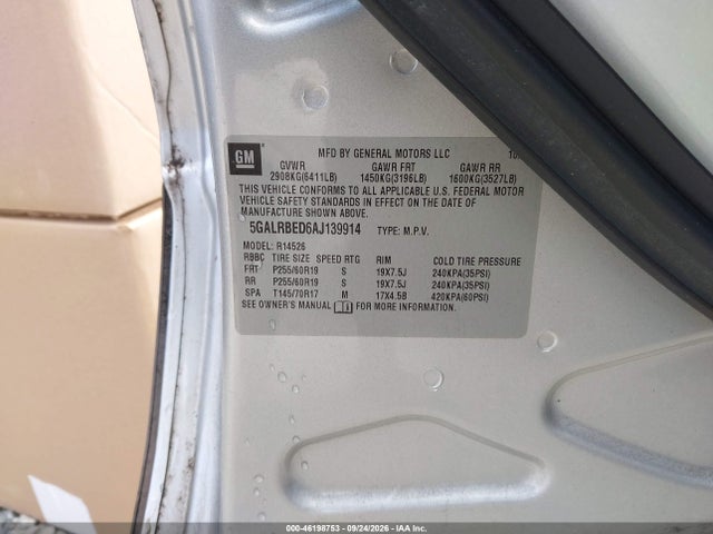 Продаж на аукціоні авто 2010 Buick Enclave 1xl, vin: 5GALRBED6AJ139914, номер лоту: 46198753