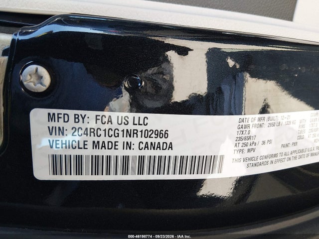 2022 Chrysler Voyager Lx მანქანა იყიდება აუქციონზე, vin: 2C4RC1CG1NR102966, აუქციონის ნომერი: 46198774