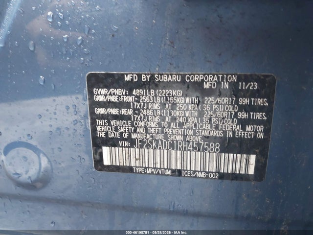 46198781 :رقم المزاد ، JF2SKADC1RH457588 vin ، 2024 Subaru Forester Premium مزاد بيع