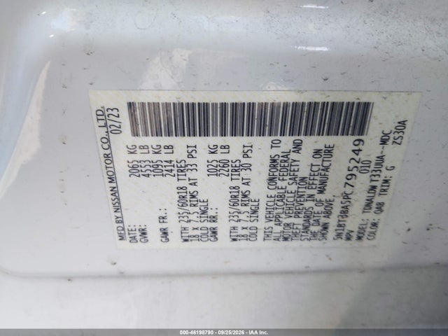 Продажа на аукционе авто 2023 Nissan Rogue Sv Fwd, vin: 5N1BT3BA5PC795249, номер лота: 46198790