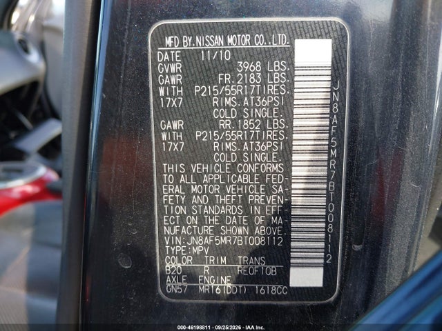 Aukcja sprzedaży 2011 Nissan Juke Sl, vin: JN8AF5MR7BT008112, numer aukcji: 46198811