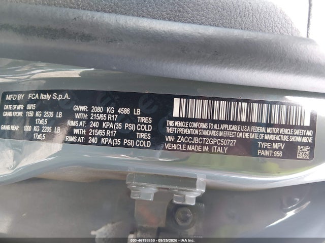 Aukcja sprzedaży 2016 Jeep Renegade Trailhawk, vin: ZACCJBCT2GPC50727, numer aukcji: 46198850