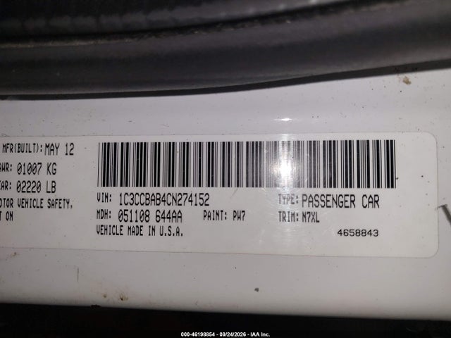Продаж на аукціоні авто 2012 Chrysler 200 Lx, vin: 1C3CCBAB4CN274152, номер лоту: 46198854