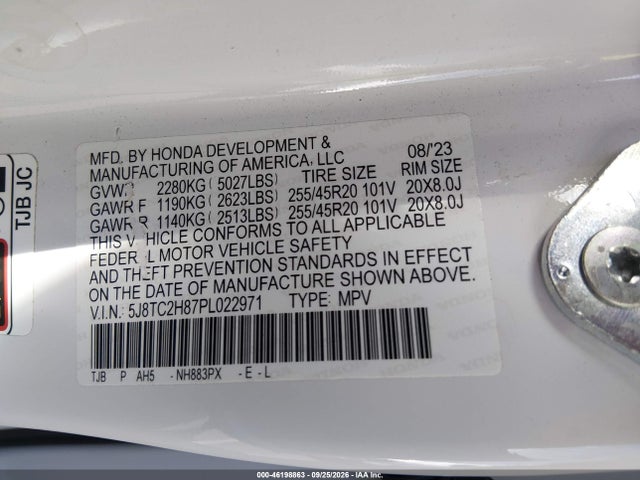 Продаж на аукціоні авто 2023 Acura Rdx A-spec Advance Package, vin: 5J8TC2H87PL022971, номер лоту: 46198863