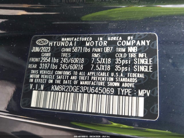 Продажа на аукционе авто 2023 Hyundai Palisade Sel, vin: KM8R2DGE3PU645069, номер лота: 46198910