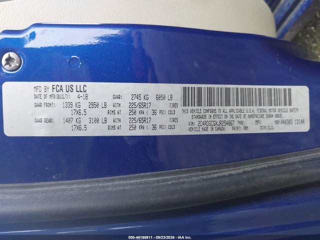 Aukcja sprzedaży 2018 Dodge Grand Caravan Sxt, vin: 2C4RDGCGXJR254867, numer aukcji: 46198911