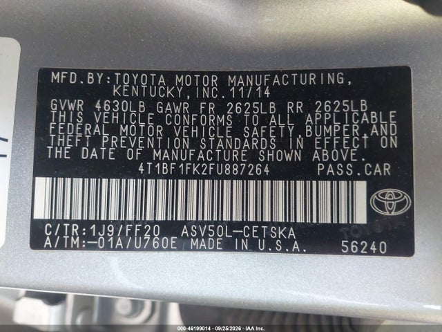 Продаж на аукціоні авто 2015 Toyota Camry Se, vin: 4T1BF1FK2FU887264, номер лоту: 46199014
