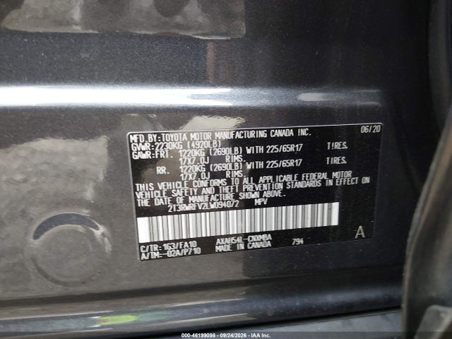 2T3RWRFV2LW094072 Toyota Rav4 Hybrid Xle
