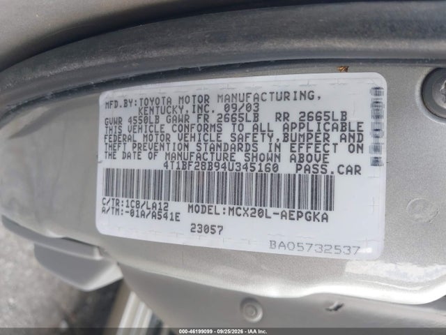 Aukcja sprzedaży 2004 Toyota Avalon Xls, vin: 4T1BF28B94U345160, numer aukcji: 46199099