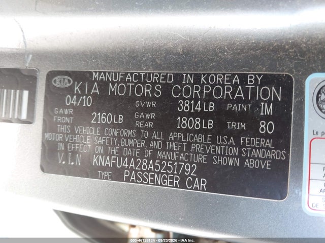 Продаж на аукціоні авто 2010 Kia Forte Ex, vin: KNAFU4A28A5251792, номер лоту: 46199134