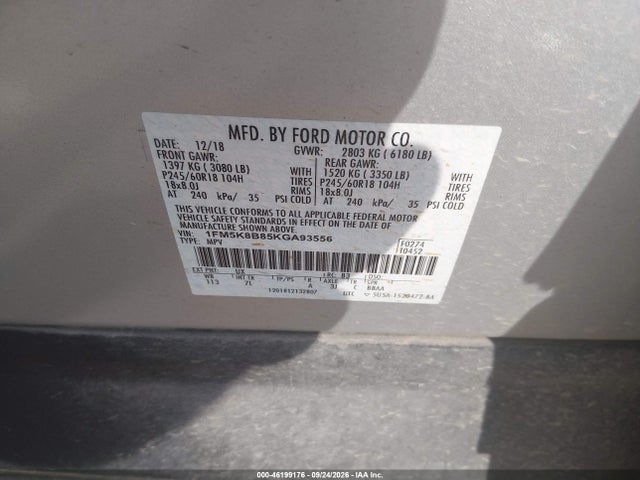 Продажа на аукционе авто 2019 Ford Explorer, vin: 1FM5K8B85KGA93556, номер лота: 46199176