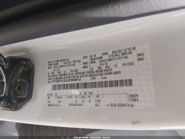 Aukcja sprzedaży 2018 Ford F-150 Xl, vin: 1FTEW1CG3JFD04912, numer aukcji: 46199194