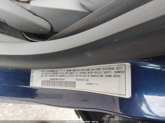 46199219 :رقم المزاد ، WVWND23B9YE279224 vin ، 2000 Volkswagen Passat Gls مزاد بيع