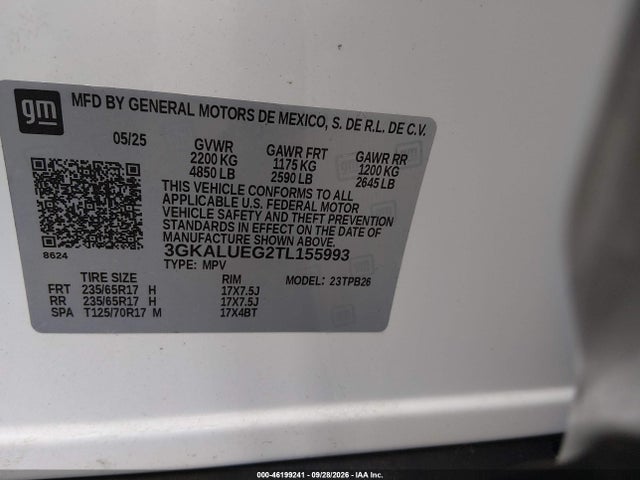 2026 Gmc Terrain Awd Elevation მანქანა იყიდება აუქციონზე, vin: 3GKALUEG2TL155993, აუქციონის ნომერი: 46199241