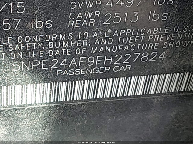 46199255 :رقم المزاد ، 5NPE24AF9FH227824 vin ، 2015 Hyundai Sonata Se مزاد بيع