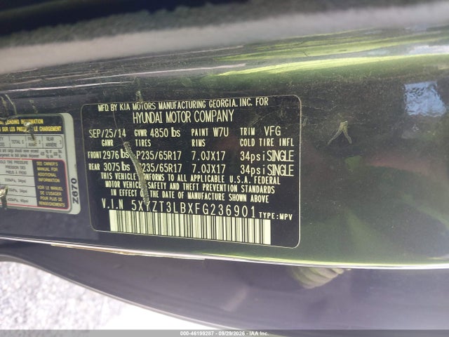 Продажа на аукционе авто 2015 Hyundai Santa Fe Sport 2.4l (a6), vin: 5XYZT3LBXFG236901, номер лота: 46199287